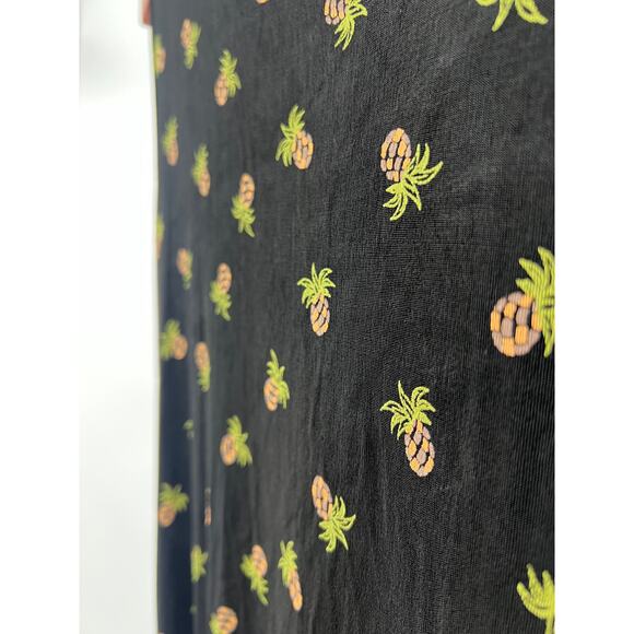 Coldwater Creek Size L Large Black Slinky Maxi Dress Tropical Pineapple Print - Picture 7 of 7